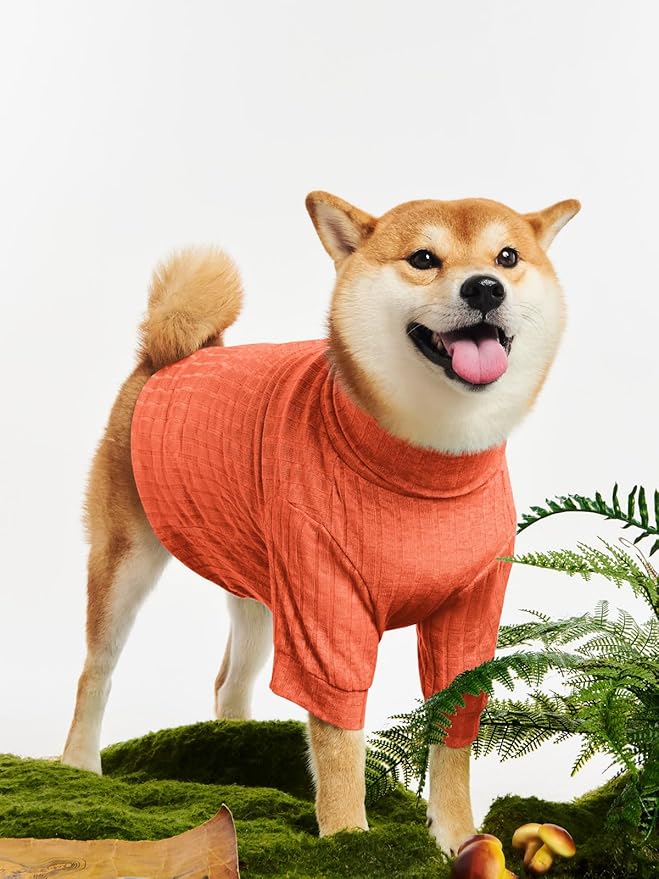 Dog Turtleneck Knitted Shirt Stretchy Pullover Sweater Winter Warm Puppy Clothes for Small Medium Dogs