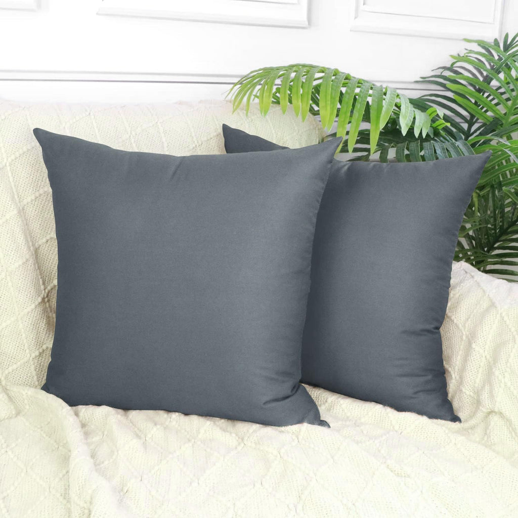 Thmyo 4-Pack 100% Cotton Comfortable Solid Decorative Throw Pillow Case Square Cushion Cover Pillowcase Sublimation Blank Pillow Covers DIY Throw Pillowcase for Sofa(18x18 inch/ 45x45cm,Dark Grey)