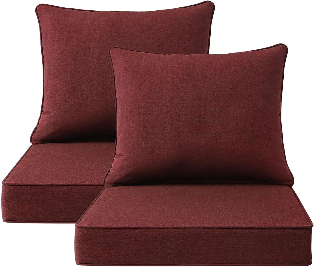 Sunbrella Outdoor Chair Cushions Set, 22" x 22", Set of 2, Water-Repellent, Fade Resistant, Deep Seat Bottom and Back Cushion for Backyard, Couch, Sofa and Patio Furniture, Spectrum Brick