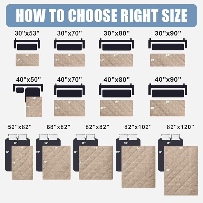 Smiry Waterproof Dog Bed Cover Pet Blanket, Soft Washable Dog Blanket for Furniture Bed Couch Sofa Reversible, Checkered (68"x82", Taupe/Taupe)