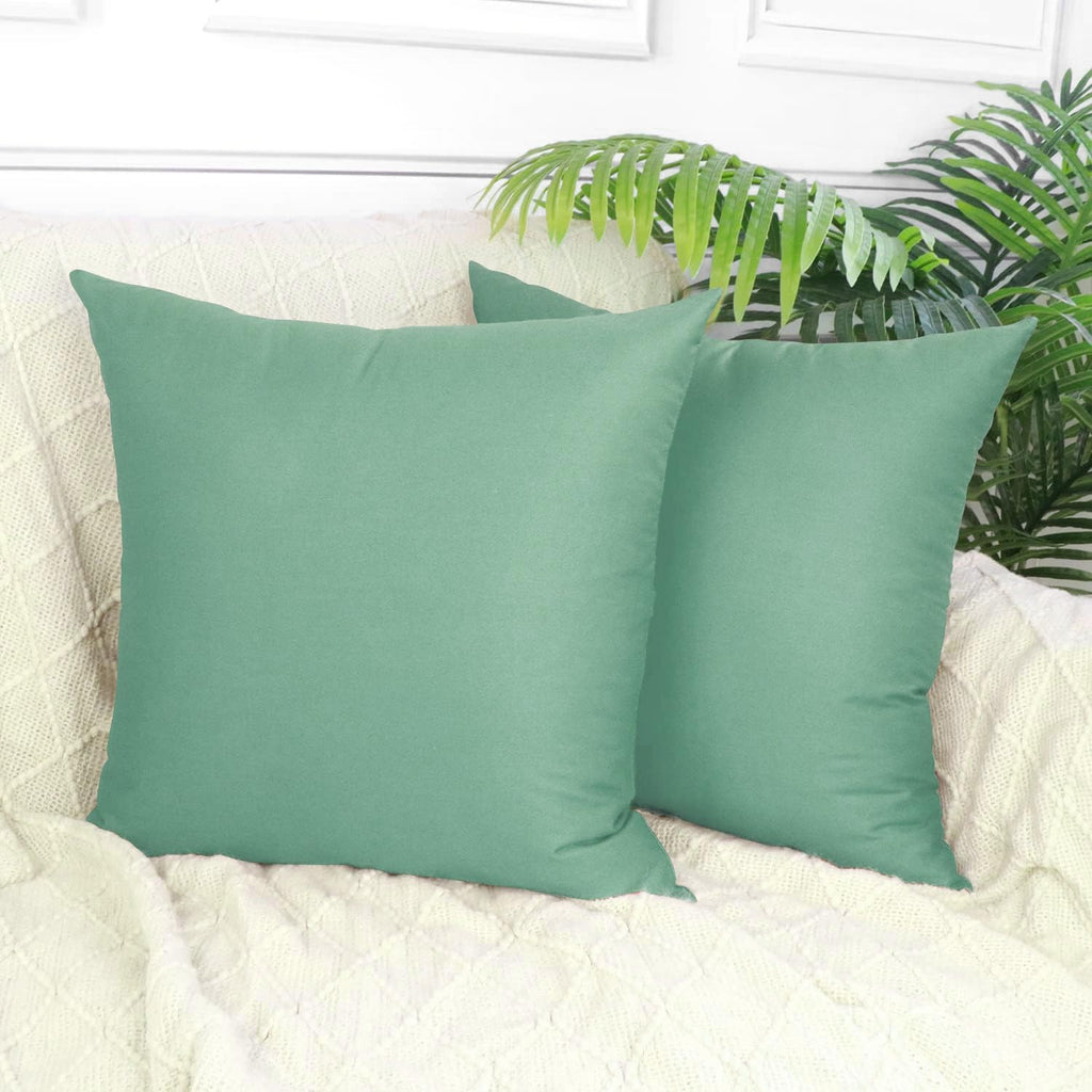 Thmyo 4-Pack 100% Cotton Comfortable Solid Decorative Throw Pillow Case, Square Cushion Cover Pillowcase Sublimation Blank Pillow Covers DIY Throw Pillowcase for Sofa(16x16 inch/ 40x40cm,Mist Green)