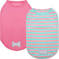 KYEESE 2Pack Dog Shirts Striped T Shirt Soft Tee for Small Dogs Cotton Tank Top Clothes Lightweight Sleeveless Dog Vest, X-Large,Pink+Striped