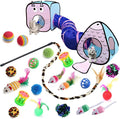 GONPET Set for Indoor Cats: 23 PCS Kitten Toys, Incl. Collapsible Pet Tunnel, Interactive Cat Teaser Wand & Balls