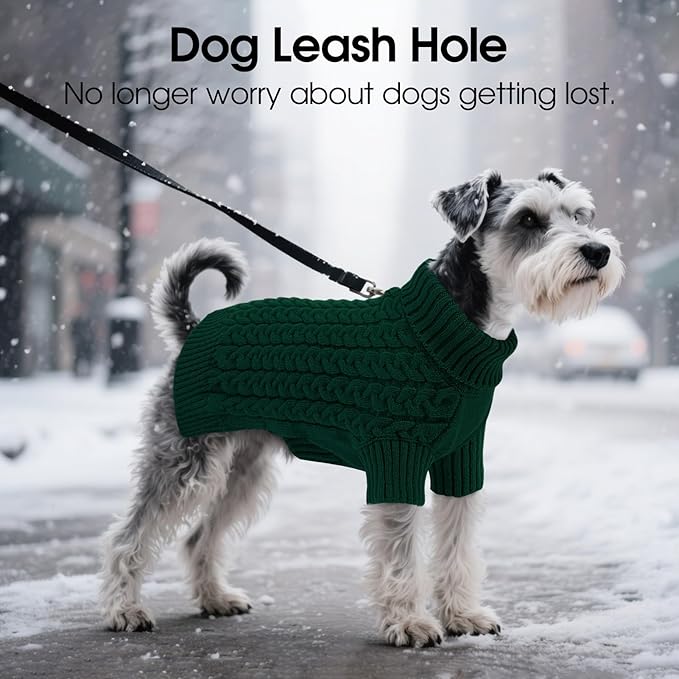 SAWMONG Dog Sweater, Dog Sweaters for Large Dogs Girls Boys, Pullover Turtleneck Knitted Doggy Sweatshirt, Cold Weather Pet Clothes（Green, X-Large