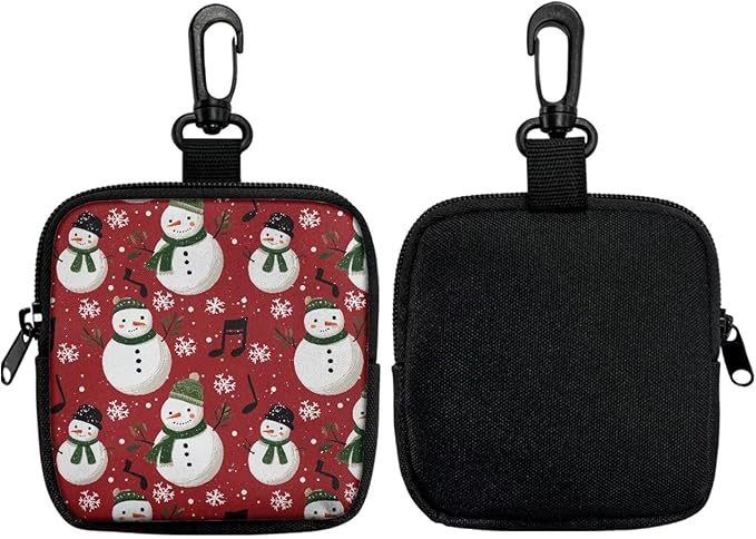 KEIAHUAN Christmas Dog Training Bag Treat Pouch Xmas Puppy Training Small Bag with Carabiner Hand Free Puppy Walking Bag Christmas Coin Bags Small, Christmas Snowman
