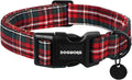 DOGWONG Christmas Cotton Dog Collar, Heavy-Duty Red Plaid Dog Collar Durable Soft Fabric Pet Dog Collars Cute Christmas Checked Puppy Necklace for Medium Large Dogs