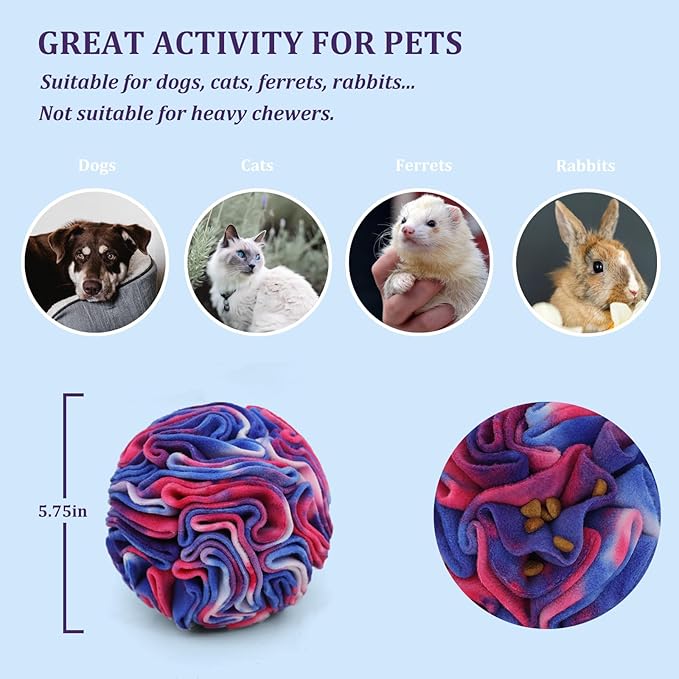 Snuffle Ball for Dogs, Sniffle Interactive Treat Toy, Washable Puppy Treat Toy, Foraging Puzzle Ball Toy, Mind Games for Dogs, Enrichment Dog Toys