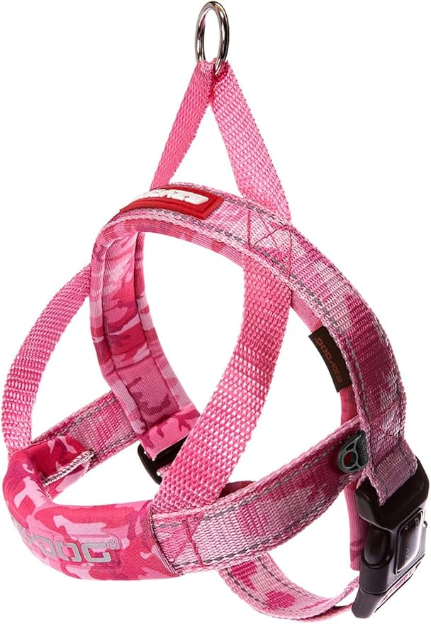 EzyDog Quick Fit Dog Harness – No Pull Harness for Training, Everyday Walking, and Easy Control - Adjustable Fit, Reflective, and Padded (Small, Pink Camo)