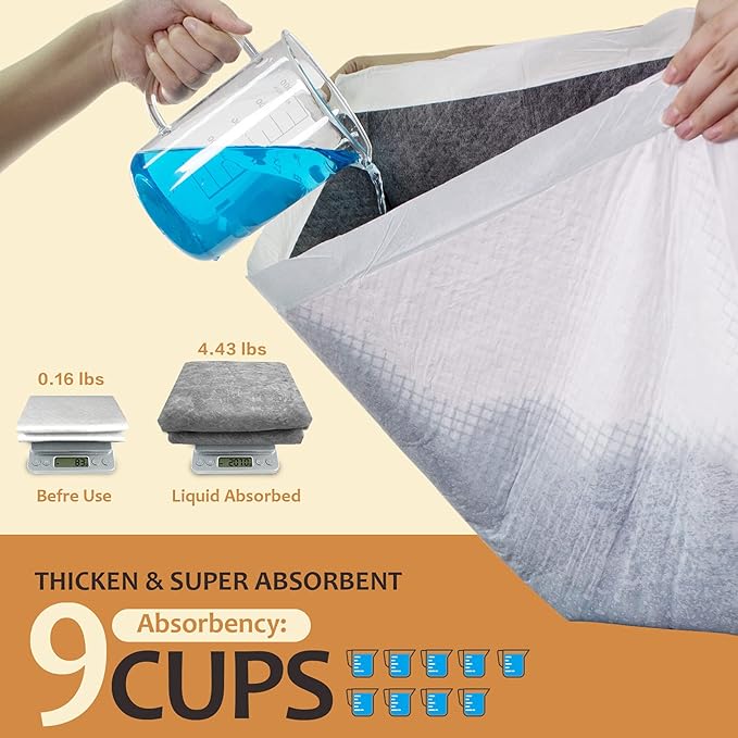 Dog Pee Pads Extra Large 28" x 34", 40 Count, Activated Carbon Charcoal Puppy Pads XL, Potty Pads for Dogs with Adhesive Sticky Tape, Disposable Training Bed Pads for Pets, Doggies, Cats