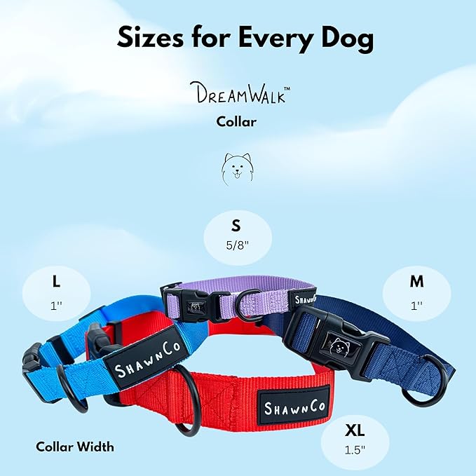 ShawnCo Dream Walk Dog Collar- Premium, Adjustable and Comfortable Pet Collar for Small, Medium, Large and Extra Large Dogs (L, Moonglow)