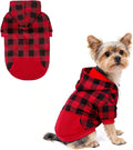 KOOLTAIL Plaid Dog Hoodie Pet Clothes Sweater with Hat and Pocket for Small Medium Large Size Dogs, Soft Winter Warm Dog Cold Weather Coat, Fleece Fall Dog Hooded Sweatshirt for Puppy Cats, Red S