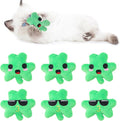 6pcs St. Patrick's Day Shamrock Catnip Toy，Indoor Shamrock Shaped Cat Toy Plush Interactive Chew Bite Toys for Cat Kitten Indoor Festive Holiday Cat Lover Gift