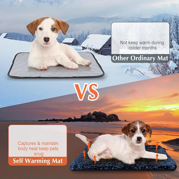 4 Pack Self Warming Cat Bed Indoor Self Heating Dog Cat Pad Washable 16 x 20 Inch Thermal Pet Kennel Pad Crate Bed Mat Reflect Body Heat for Outdoor