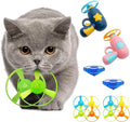 14 Pieces Cat Fetch Toys, Interactive Flying Cat Toy with 2 Light Up Spinning Tops, 10 Flying Propellers, Cat Kitten Tracks Interactive Toy for Training Hunting Chasing