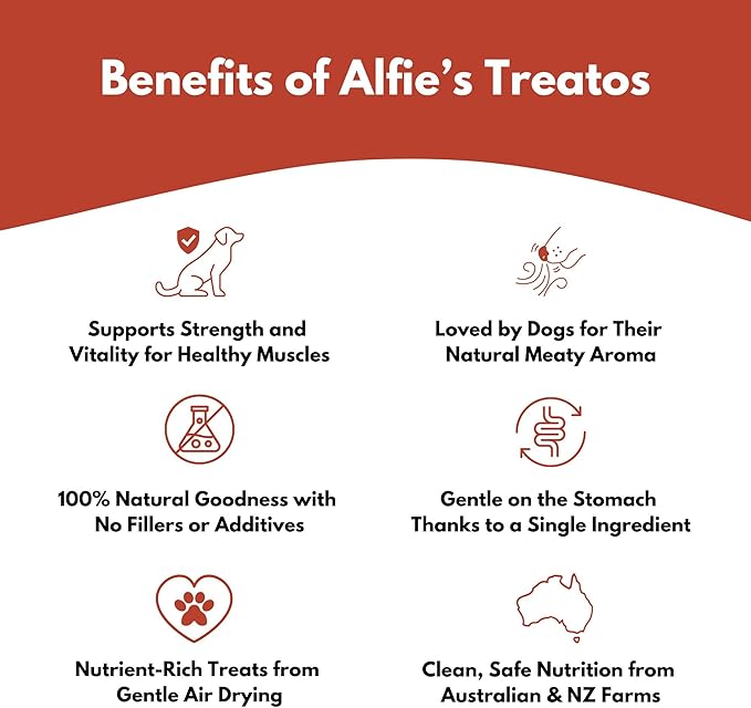 ALFIE'S TREATOS Beef Tripe for Dogs (2.65 oz), Air-Dried Dog Treats for Gut Support, Nutrient Rich Chew & Food Topper, Single Ingredient, Australian Beef, Freeze-Dried Alternative