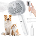 Pecute Steam Cat Brush, Self-Cleaning Cat Steam Brush with 2 Water Spray Modes, Large Capacity Tank, Dog Brush for Shedding Massaging Grooming, Cool Mist Only