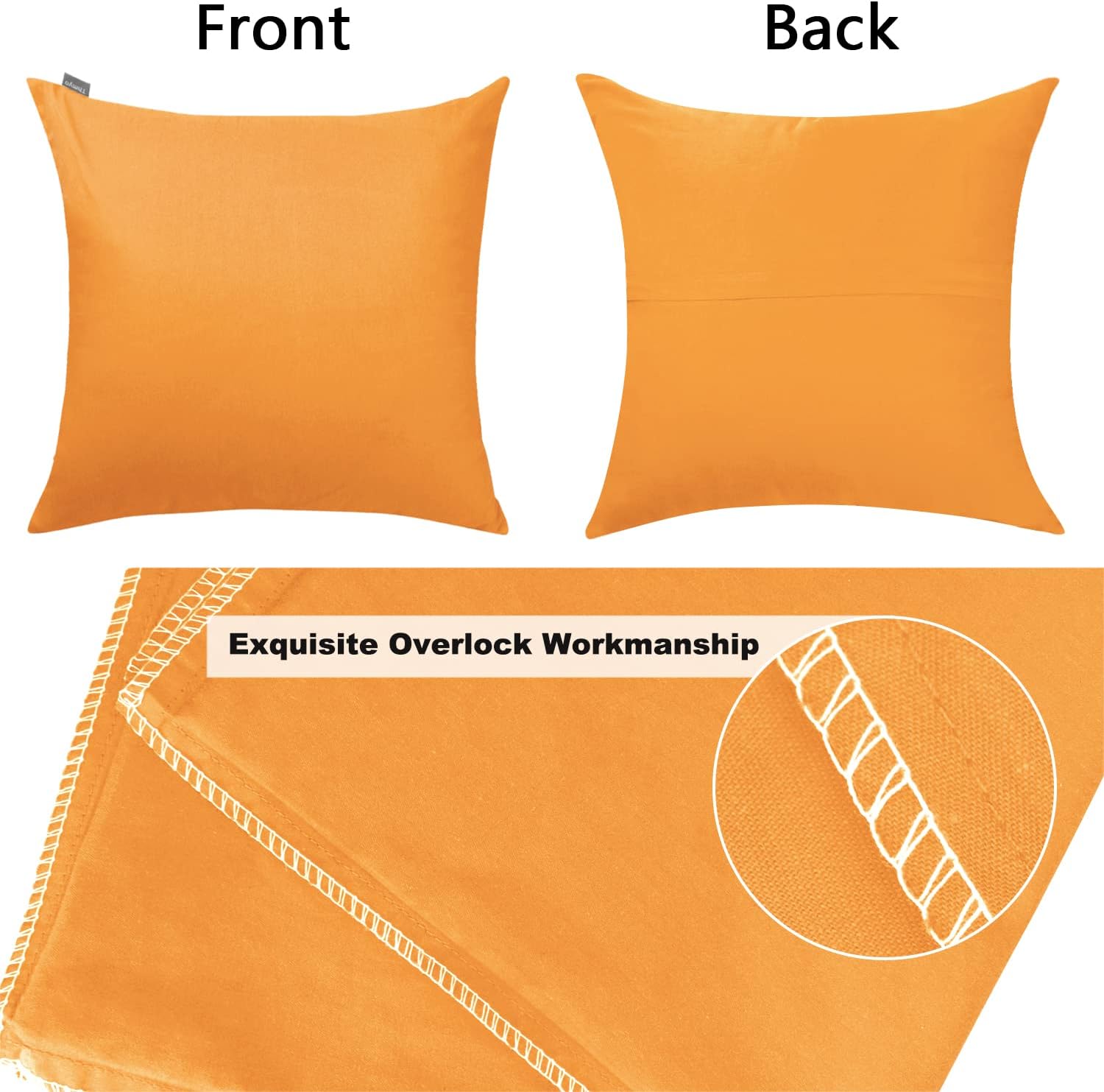 4-Pack 100% Cotton Comfortable Solid Decorative Throw Pillow Case Square Cushion Cover Pillowcase Sublimation Blank Pillow Covers Halloween DIY Throw Pillowcase(20x20 inch/ 50x50cm,Pumpkin Orange)