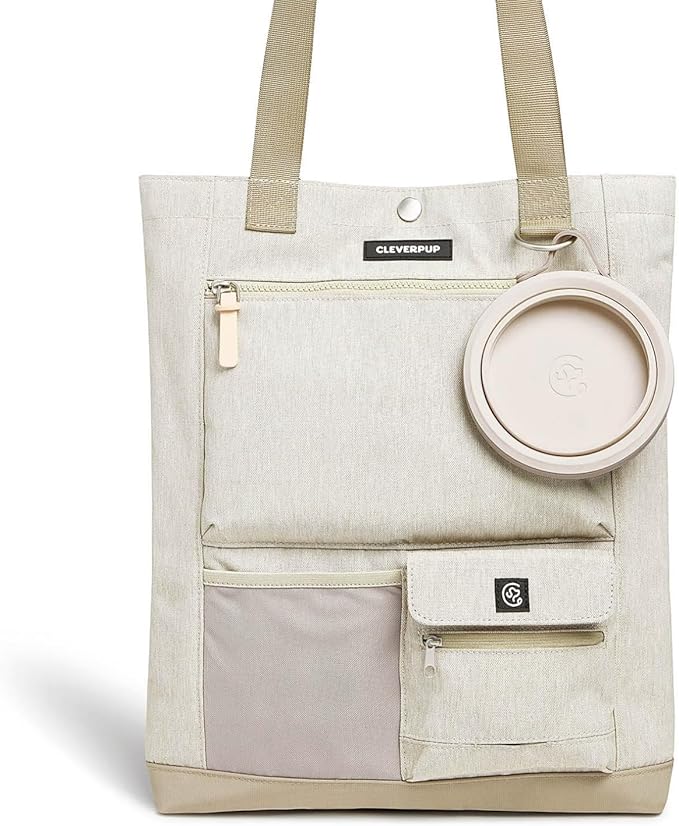 Park Pack 2-Piece Set Dog Gear Tote – Dog Travel Bag with 8 Pockets, Treat Pouch, Poop Bag Dispenser, Quick-Dry Ball Pocket, Collapsible Bowl, Perfect for Walks & Park Trips, Sand