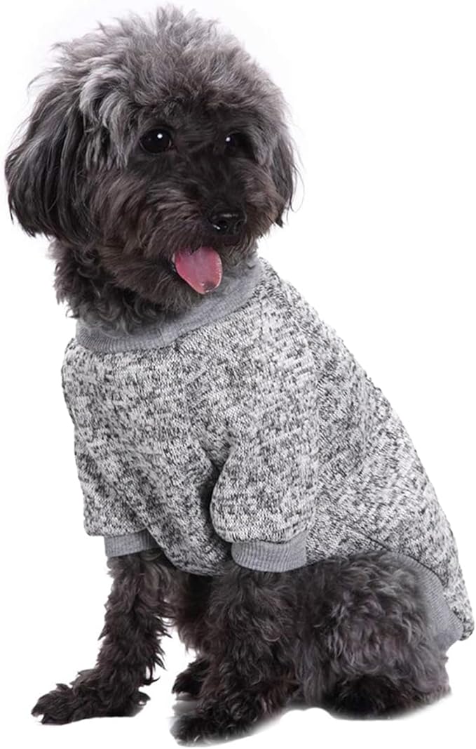 Jecikelon Dog Clothes Dogs Sweater Soft Puppies Clothing Winter Puppy Sweaters Warm Outfit for Dogs Small XXS XS Cat Apparel (Grey, M)