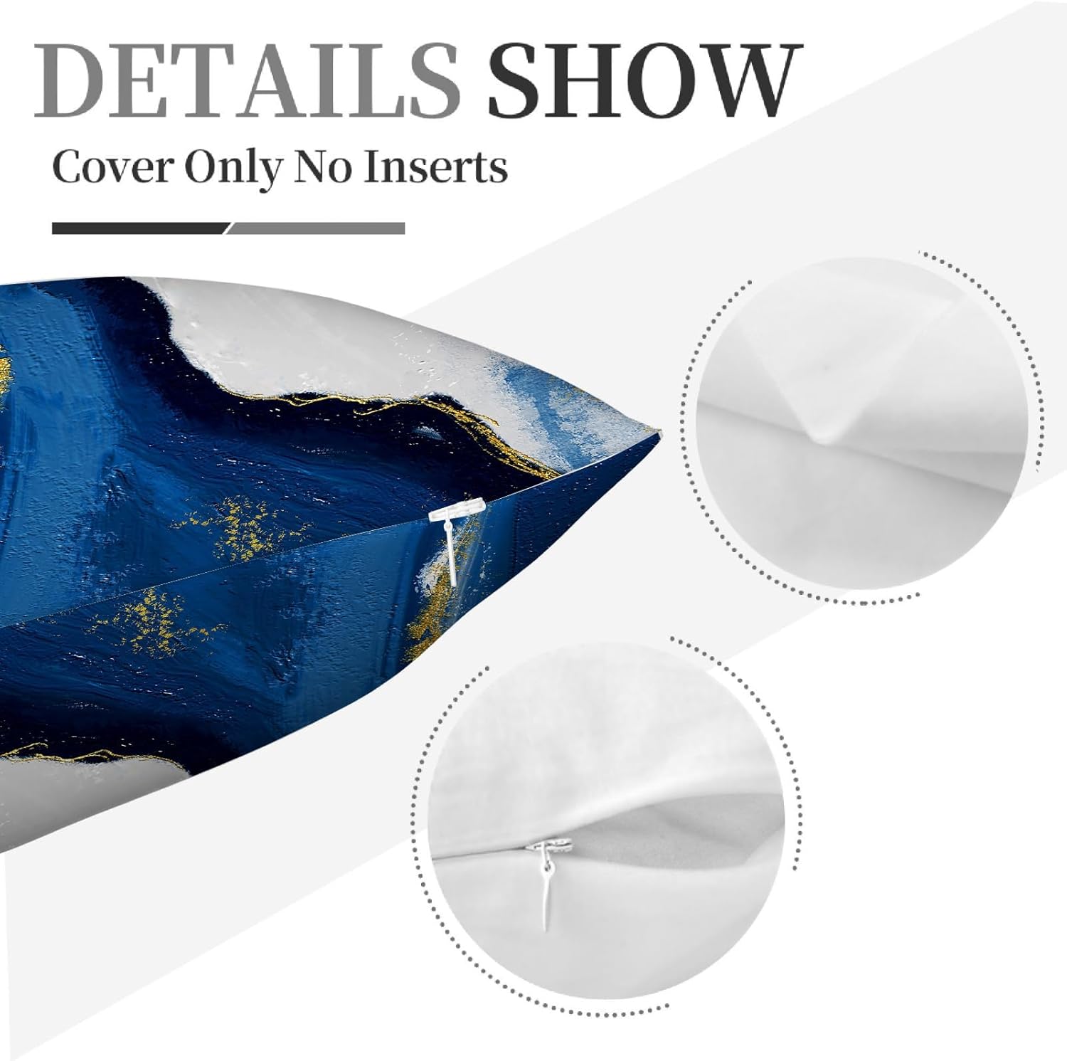 Navy Blue and Gold Throw Pillow Covers 18x18 Inches Set of 4, Modern Decorative Abstract Oil Painting Pillow Cover for Sofa Bed Chair Office Bedroom Livingroom Couch Dark Blue and Gold Decor