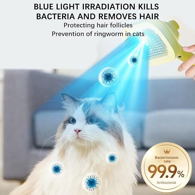 Indoor Cat Steam Brush, Rechargeable Self-Cleaning Four in One Anti-Static Steam Pet Brush, Used for Combing and Massaging Loose Fallen Pet Hair, Suitable for Long and Short Haired Dog Steam Brushes