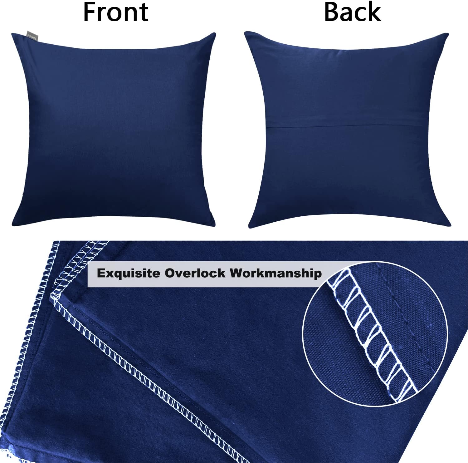 Thmyo 4-Pack 100% Cotton Comfortable Solid Decorative Throw Pillow Case Square Cushion Cover Pillowcase Sublimation Blank Pillow Covers Halloween DIY Throw Pillowcase(26x26inch/66x66cm,Midnight Blue)