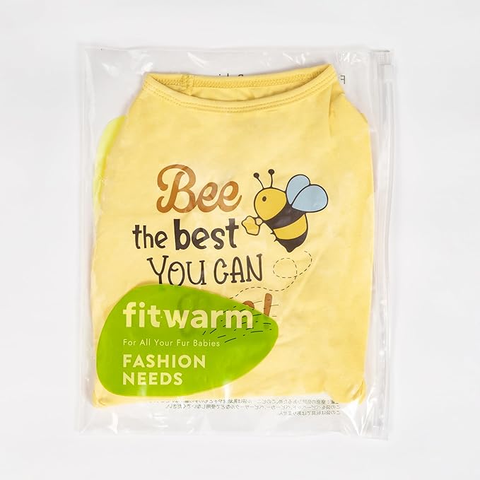Fitwarm Bee The Best You Can Dog Shirt, Summer Clothes for Small Dogs Boy Girl, Funny Pet Outfit, Yellow, Brown, Blue, Large