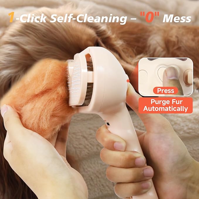 Steam Dog Brush for Shedding & Grooming - Self-Cleaning Deshedding Brush with Spritz Function, Slicker Pet Spray Hair Removal Comb | Defurring Tool for Long and Short Haired Dogs Cats (Pink)