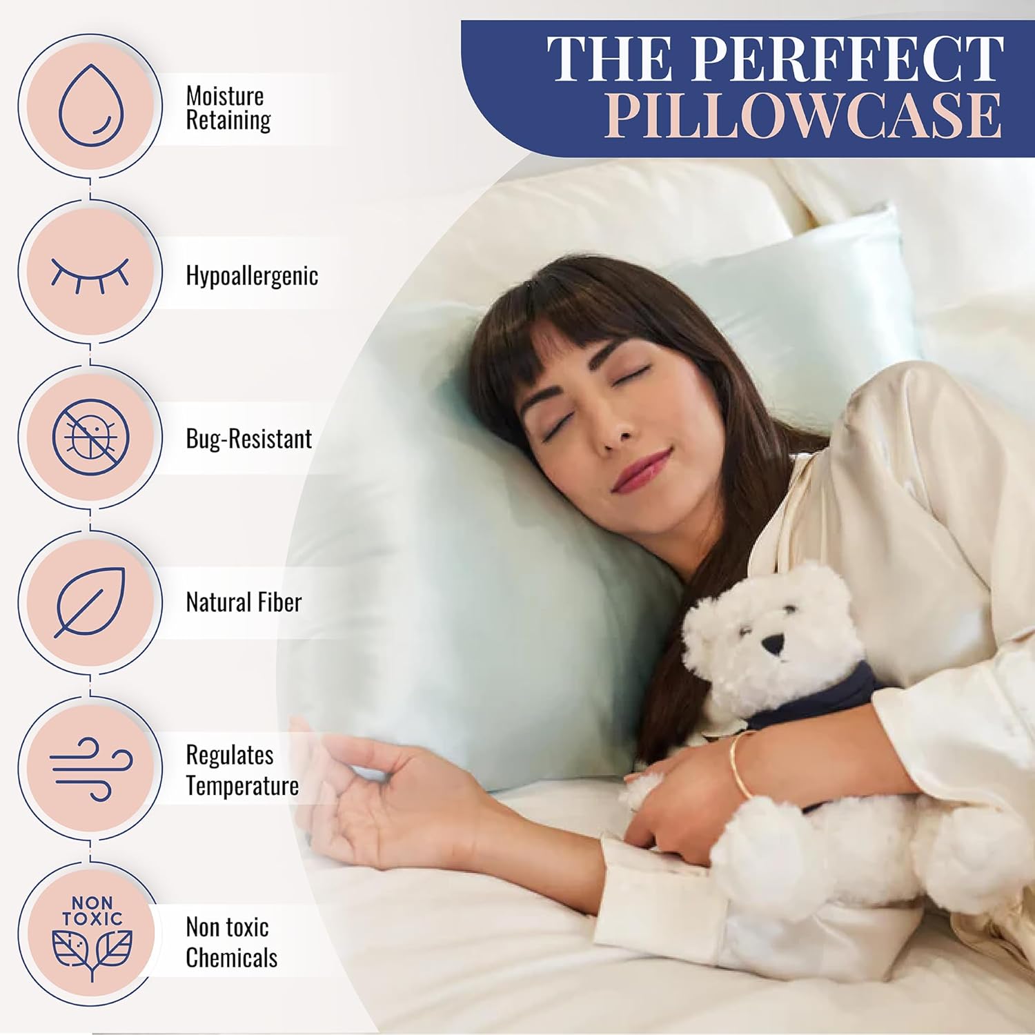 Blissy Silk Pillowcase - 100% Pure Mulberry Silk - 22 Momme 6A High-Grade Fibers - Silk Pillow Cover for Hair & Skin - Regular, Queen & King (Mint, Queen)