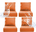 6" Thicker Outdoor Chair Cushion 4 Sets - 24" *24" *6" Waterproof Patio Furniture Cushions with Removable Cover, 28D High Density Sponge Filling Thicken Outdoor Patio Cushions - Orange