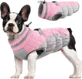 FUAMEY Dog Coat for Medium Dogs,Waterproof Dog Winter Jacket with Harness Built in Puppy Cold Weather Coats Reflective Pet Vest with Zipper Warm Fleece Dogs Snowsuit Windproof Pink M