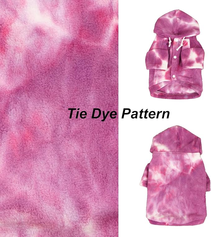 Mklhgty Tie Dye Dog Hoodie, Winter Coat for Small Dogs - Ultra-Soft Adjustable Warm Hood, Breathable Comfort Fabric for Daily Use