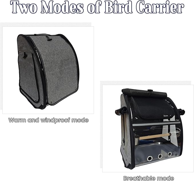 Portable Bird Carrier Backpack - Ideal Bird Travel Carrier for Parrot, Finch, Sparrow - Bird Backpack with Portable Cage