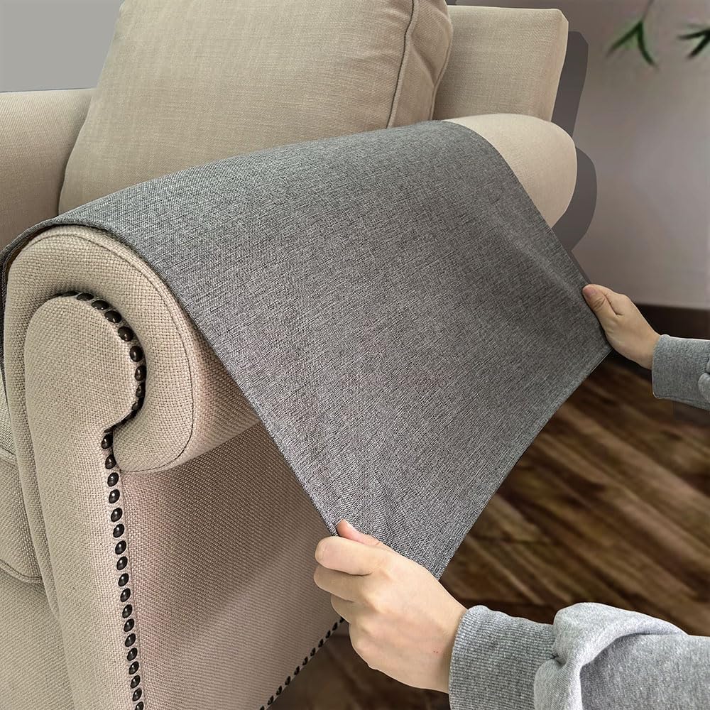 Couch Arm Covers, Anti-Slip Sofa Armrest Cover for Recliner, 2pc Washable Sofa Arm Covers, Dogs Cats Pet Scratch Proof Couch Arm Protectors, Grey, 24x28inch