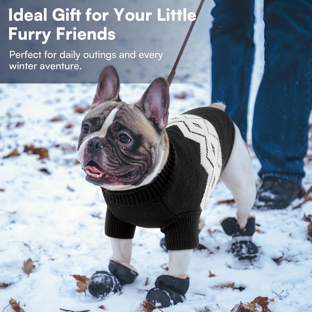 Queenmore Warm Dog Sweater, Soft Pet Knitwear, Knitted Pullover, Winter Pet Clothes for Small Medium Dogs Cats