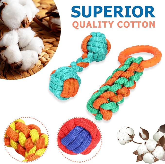 Aitmexcn Dog Rope Toys for Medium and Small Aggressive Chewers, 6 Pack Heavy Duty Puppy Toys for Large, Dental Cleaning Chew Toys, Tug Toy for Boredom, 100% Cotton Indestructible Pet Toy