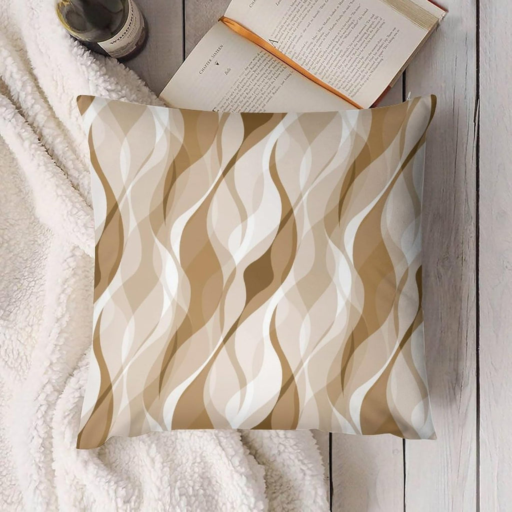 Cream Throw Pillow Covers Modern Abstract Cream and Grey Striped Decorations for Bedroom Living Room Farmhouse Sofa Pillows Bed Couch 12x12 Inch