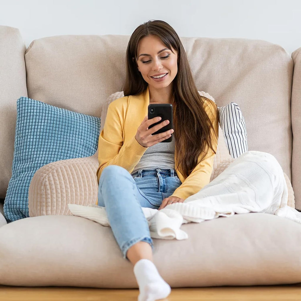 A Nice Night Reading Pillow Bed Wedge Large Adult Children Backrest with Arms Back Support for Sitting Up in Bed/Couch for Lounging Bedrest,Waffle Stereoscopic Design,Purple