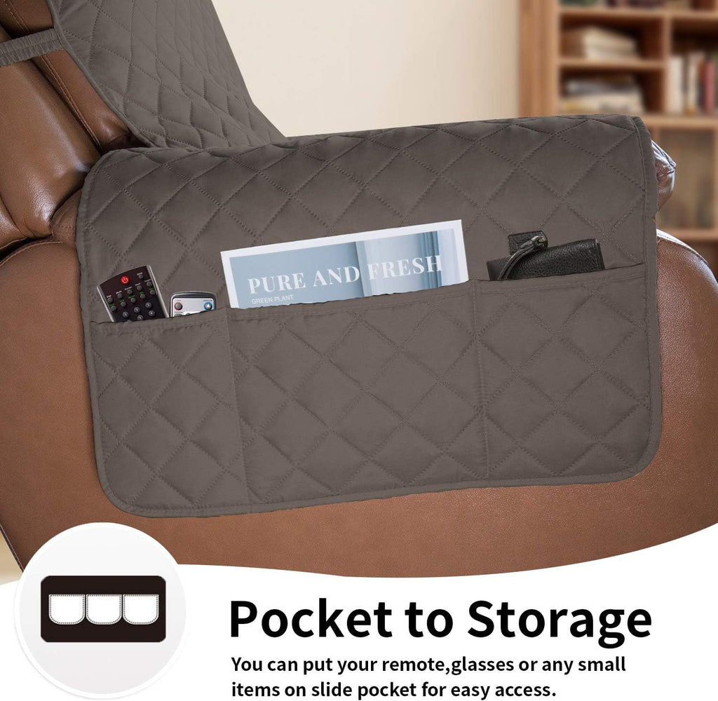 Easy-Going Oversized Recliner Cover Reversible Couch Cover Sofa Cover for Living Room Water Resistant Furniture Protector with Elastic Straps for Pets Dog (Oversized Recliner,Taupe/Ivory)