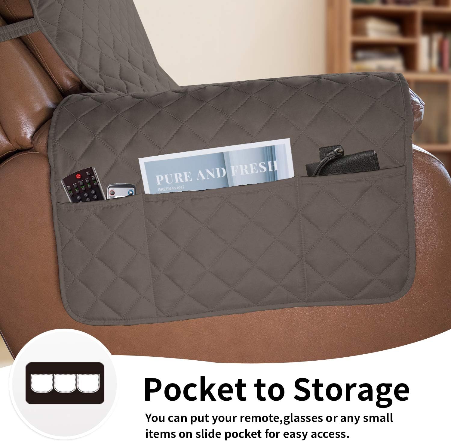 Easy-Going Oversized Recliner Cover Reversible Couch Cover Sofa Cover for Living Room Water Resistant Furniture Protector with Elastic Straps for Pets Dog (Oversized Recliner,Taupe/Ivory)