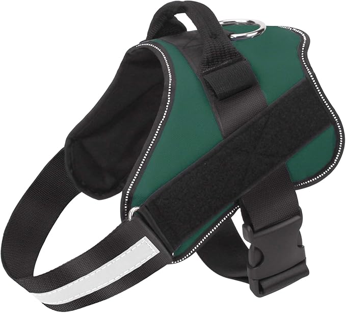 Bolux Dog Harness, No-Pull Reflective Dog Vest, Breathable Adjustable Pet Harness with Handle for Outdoor Walking - No More Pulling, Tugging or Choking (Dark Green, M)
