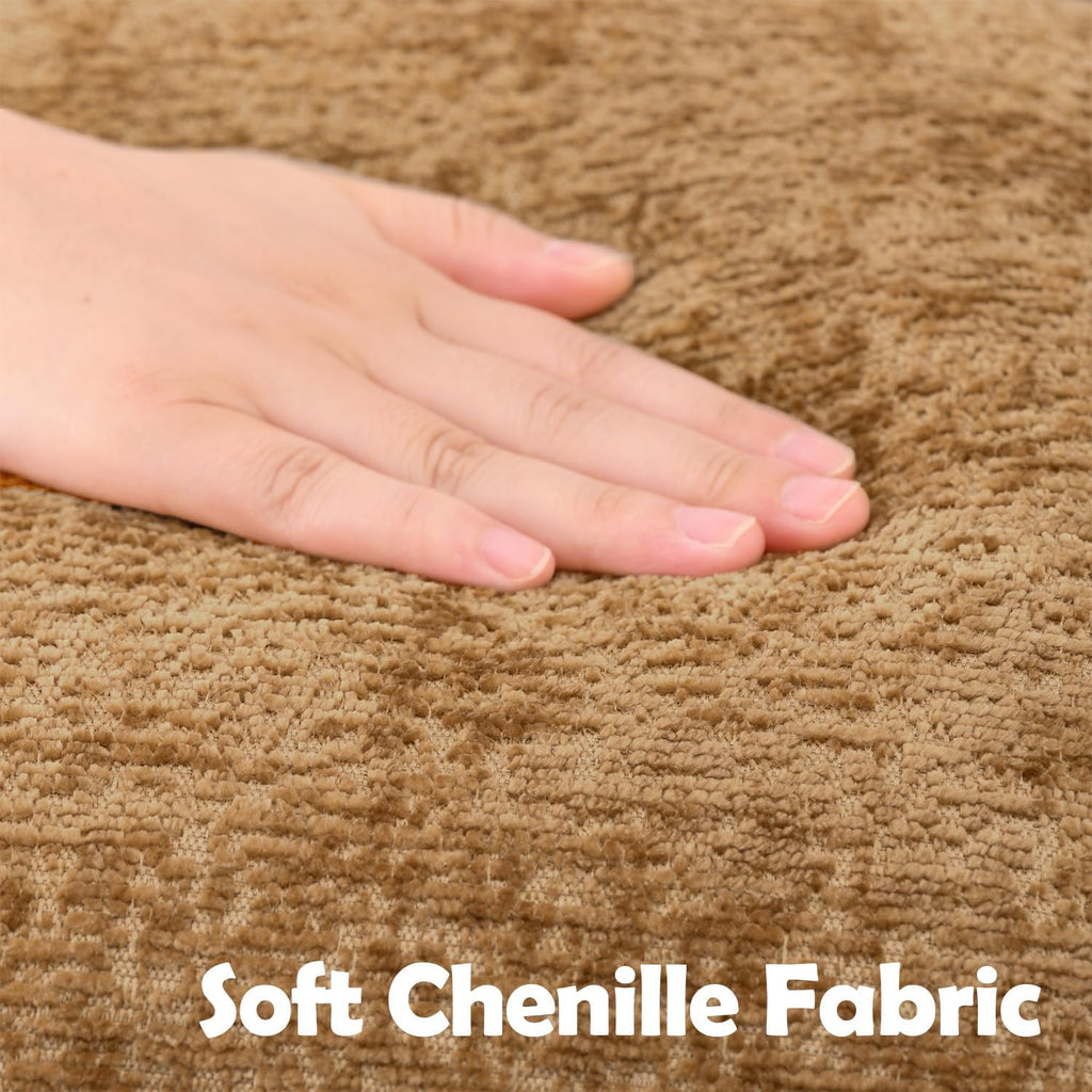 Pack of 2 Golden Brown Decorative Throw Pillow Covers 24x24 Cozy Soft Chenille Accent Vintage Square Couch Pillow Covers for Home Decor Bed Sofa Living Room