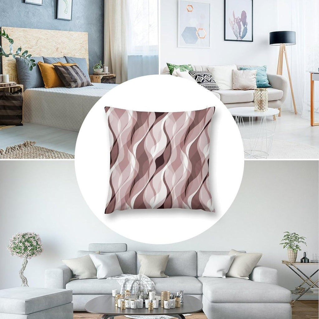 Pink Throw Pillow Covers Modern Abstract Pink and Grey Striped Decorations for Bedroom Living Room Farmhouse Sofa Pillows Bed Couch 16x16 Inch