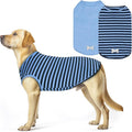 KYEESE 2Pack Dog Shirts Striped T Shirt for Large Dogs Lightweight Clothes Sleeveless Vest Cotton Tank Top, XXX-Large,Dark Blue+Striped