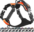 VIVAGLORY Dog Harness Easefit No Pull Dog Harness with Front Clip & Handle for Lifting Training, Adjustable Padded No-Pull Anti Pull Easy On for Puppy & Pet, S, Orange