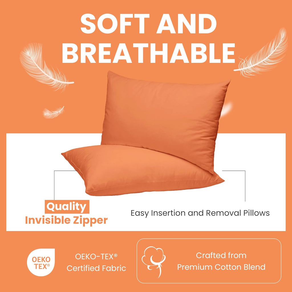 Haven & Glow Decorative Throw Pillow Cover – Rectangular Cushion Case with Zipper | Modern Sofa, Couch & Bed Accent Pillow Covers for Living Room, Bedroom & Home Decor | 20 x 12 Inch – Orange – 2 Pack