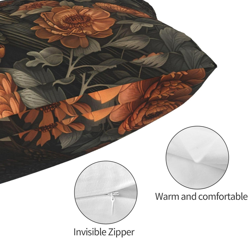 Mystical Raven Art Print Decor, William Morris Abstract Vintage Floral Design 20x12 inches Throw Pillow Covers Square Pillowcases Decor for Bed Couch Sofa Room Cushion Covers