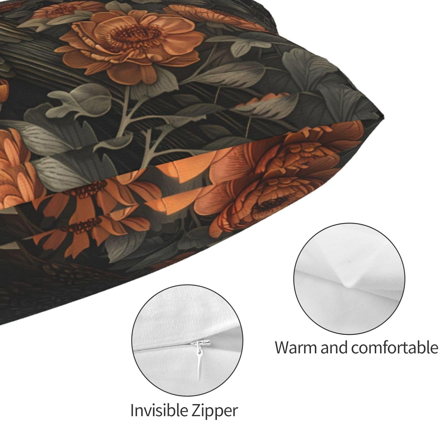 Mystical Raven Art Print Decor, William Morris Abstract Vintage Floral Design 20x12 inches Throw Pillow Covers Square Pillowcases Decor for Bed Couch Sofa Room Cushion Covers