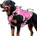 Heavy-Duty Tactical Dog Harness for Large Dogs, No Pull Adjustable Reflective Pet Vest with Molle System, K9 Military-Grade Control for Service Training, Outdoor & 10+ Breeds, Pink Camo, X-Large