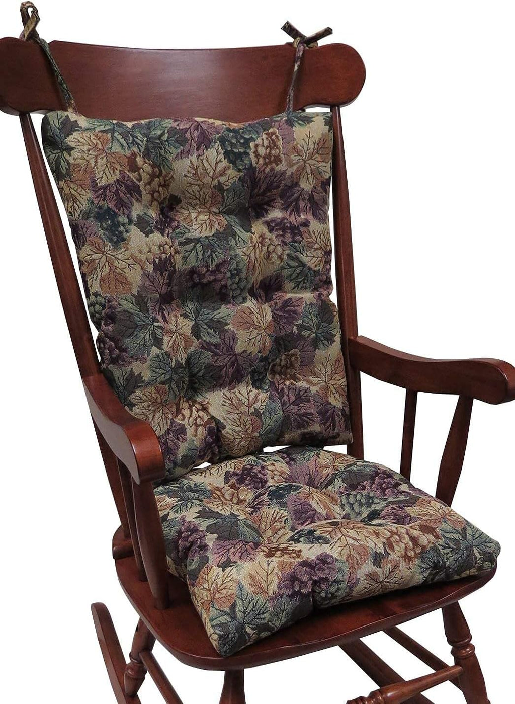 Klear Vu Omega Non-Slip Rocking Chair Cushion Set, Assembled in USA, Thick Padding & Tufted Design, Includes Seat Pad & Back Pillow with Ties, 17x17 Inches, 2-Piece Set, Cabernet